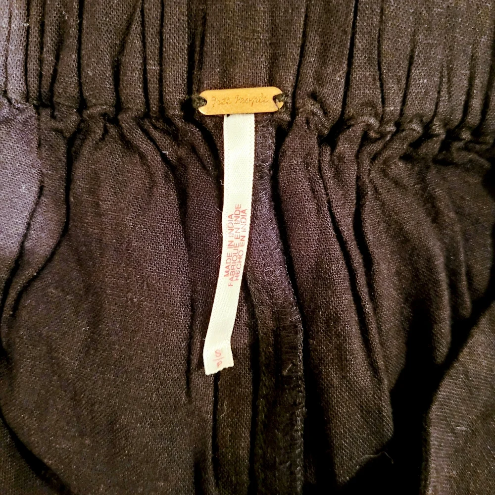 Free People Black Wide Leg Cropped Pants
